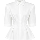 Izakova EDISA shirt in off-white, casual long-sleeve shirt with a relaxed fit and button-up front, displayed on a hanger.