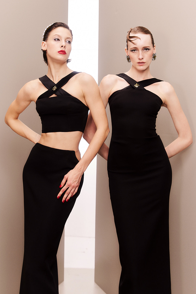 BLACK STONE EMBELLISHED MAXI DRESS - CULT MIA