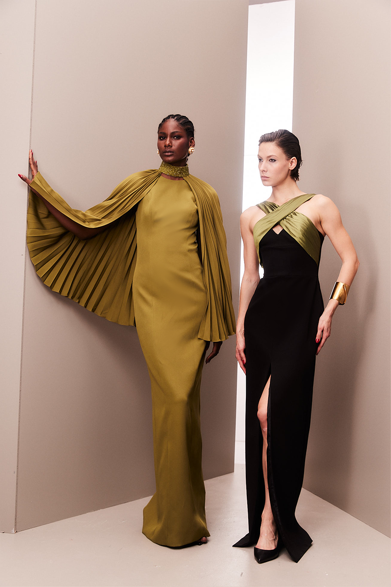 ANIS PLEATED DETACHABLE CAPE MAXI DRESS - CULT MIA