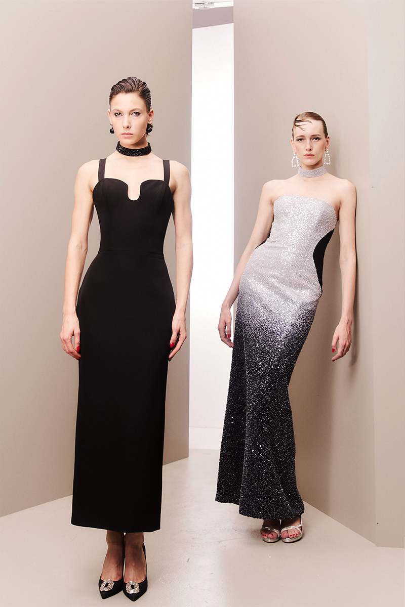 ETHEREAL OMBRE FULLY EMBROIDERED STRAPLESS DRESS - CULT MIA