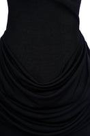 Black Twinkle Jersey Spandex gown by EEGEN Studio featuring a sleek, fitted silhouette and elegant design.