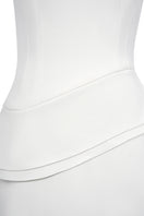 White spandex maxi dress by EEGEN STUDIO featuring a fitted, elegant design perfect for stylish occasions.