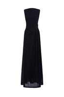 Black and white spandex knit gown by EEGEN STUDIO featuring a sleek, fitted design and elegant long sleeves.