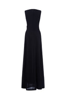 Black and white spandex light knit gown by EEGEN STUDIO, featuring a fitted silhouette and elegant design.