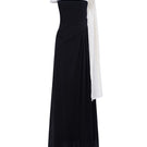 Black and white spandex knit gown by EEGEN STUDIO, featuring a sleek, fitted design with stylish color blocking.