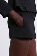 SÉLONE ELEN double layer black shorts with panel design, casual fit, and versatile style for everyday wear.