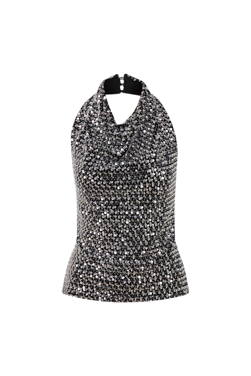 ELLY BACKLESS SEQUIN TOP