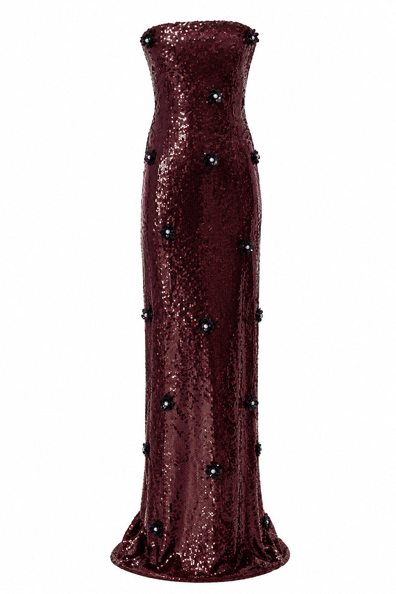 Elegant burgundy Ember gown by Urban Muse featuring flowing fabric and stylish design, perfect for formal occasions.
