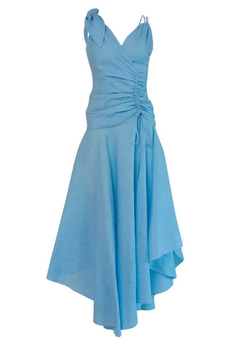 MAREA DRAPED BLUE MIDI DRESS | Estefania | CULT MIA