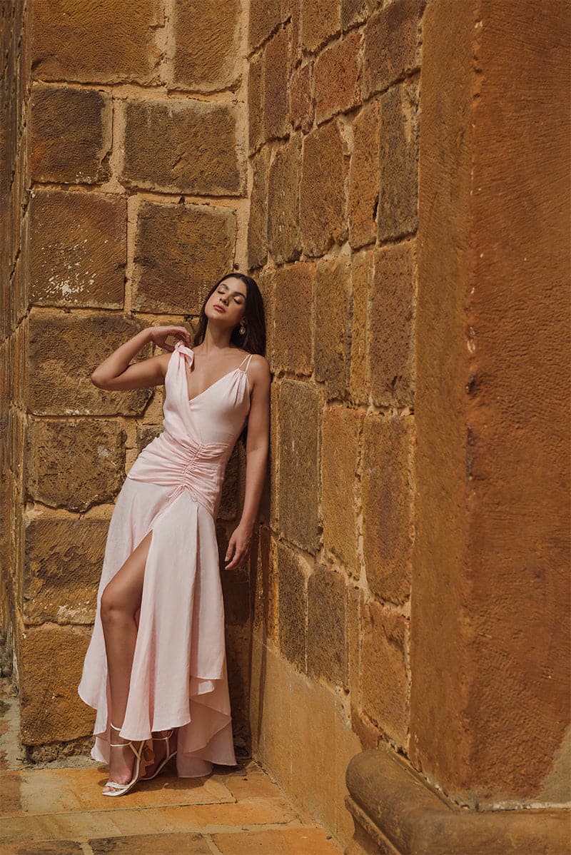 Estefania MAREA DRAPED PINK MIDI DRESS | Cult Mia Estefania MAREA DRAPED PINK MIDI DRESS | Cult Mia