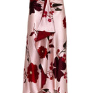 Estefania Symphony printed pink midi skirt with cherry Picante print, showcasing a flowy design and vibrant pattern.