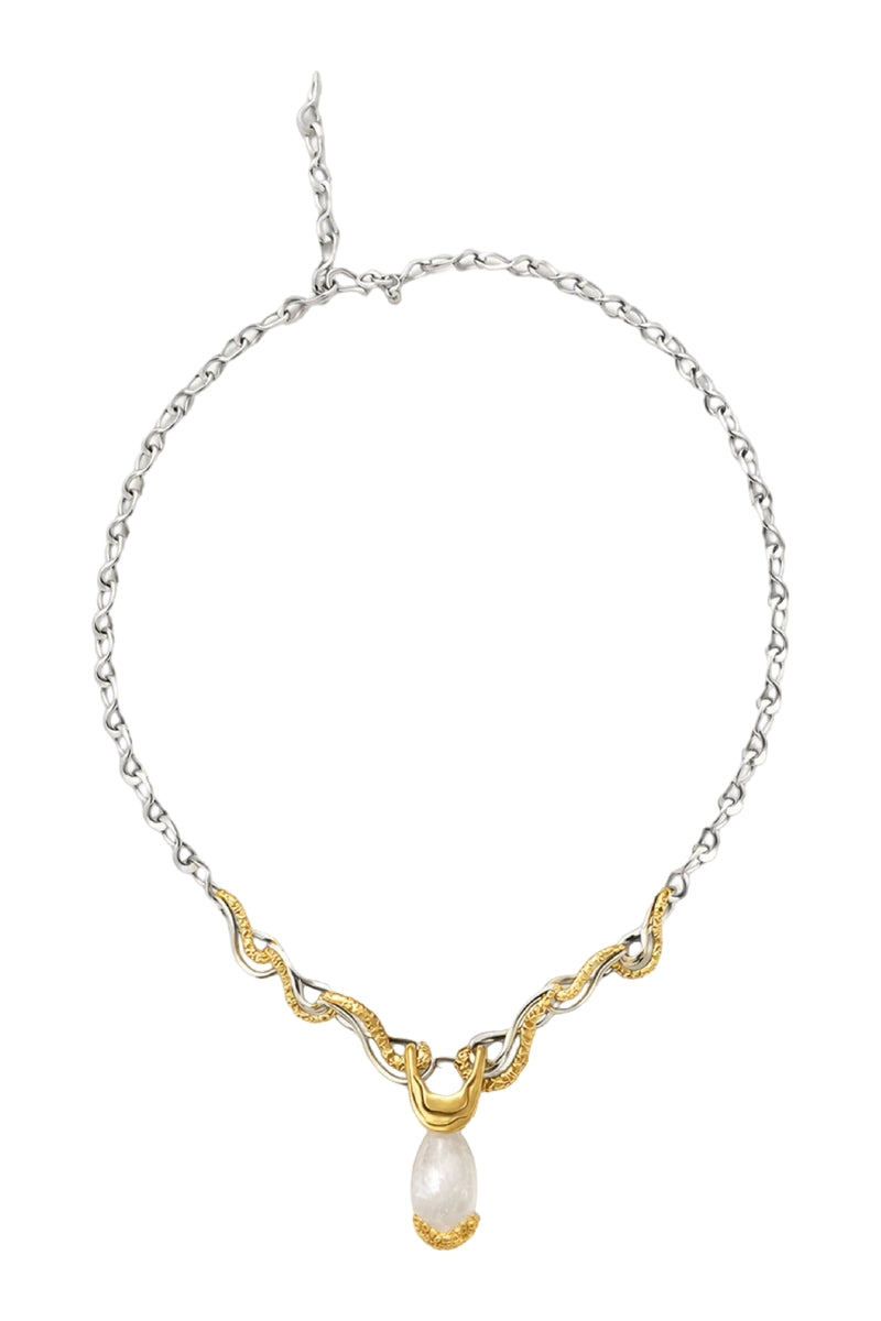 Jude Benhalim eternity necklace featuring a delicate, continuous loop of sparkling silver or gold jewelry.