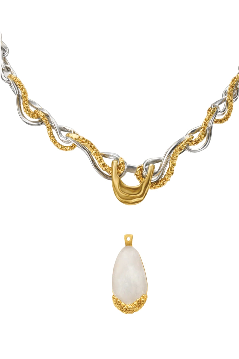 Jude Benhalim eternity necklace featuring a sleek, elegant design with interlinked circles on a delicate chain.
