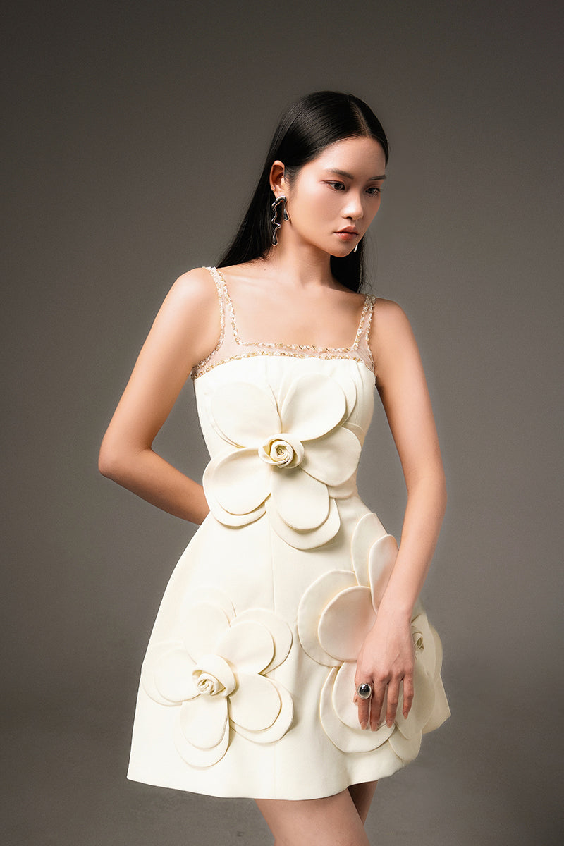 CULT MIA X HAPPY CLOTHING ANAHI FIT AND FLARE MINI DRESS IN LIGHT YELLOW - CULT MIA