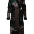 Lalo feather trim multicolor coat featuring a stylish design with feather detailing on a sleek coat silhouette.