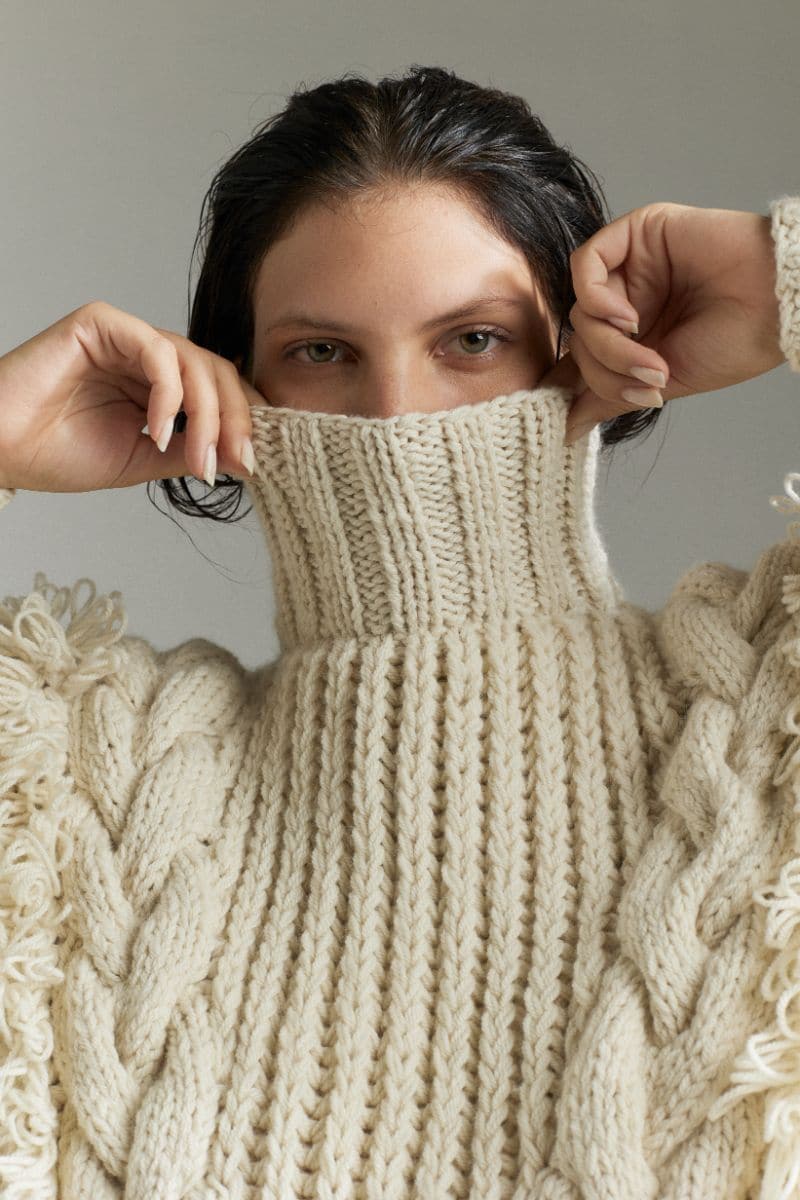 ANASTASIA CABLE TURTLENECK SWEATER | First Born Knits | CULT MIA