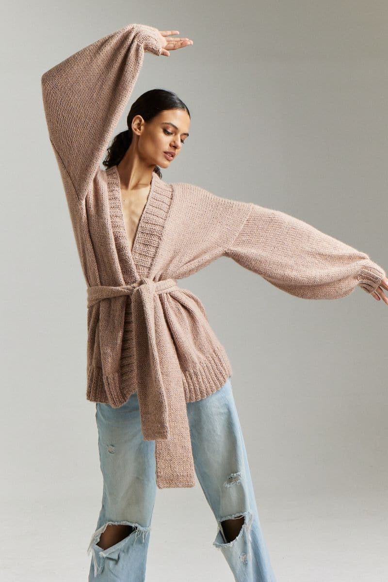DEMOISELLE OVERSIZED BELTED CARDIGAN | First Born Knits | CULT MIA