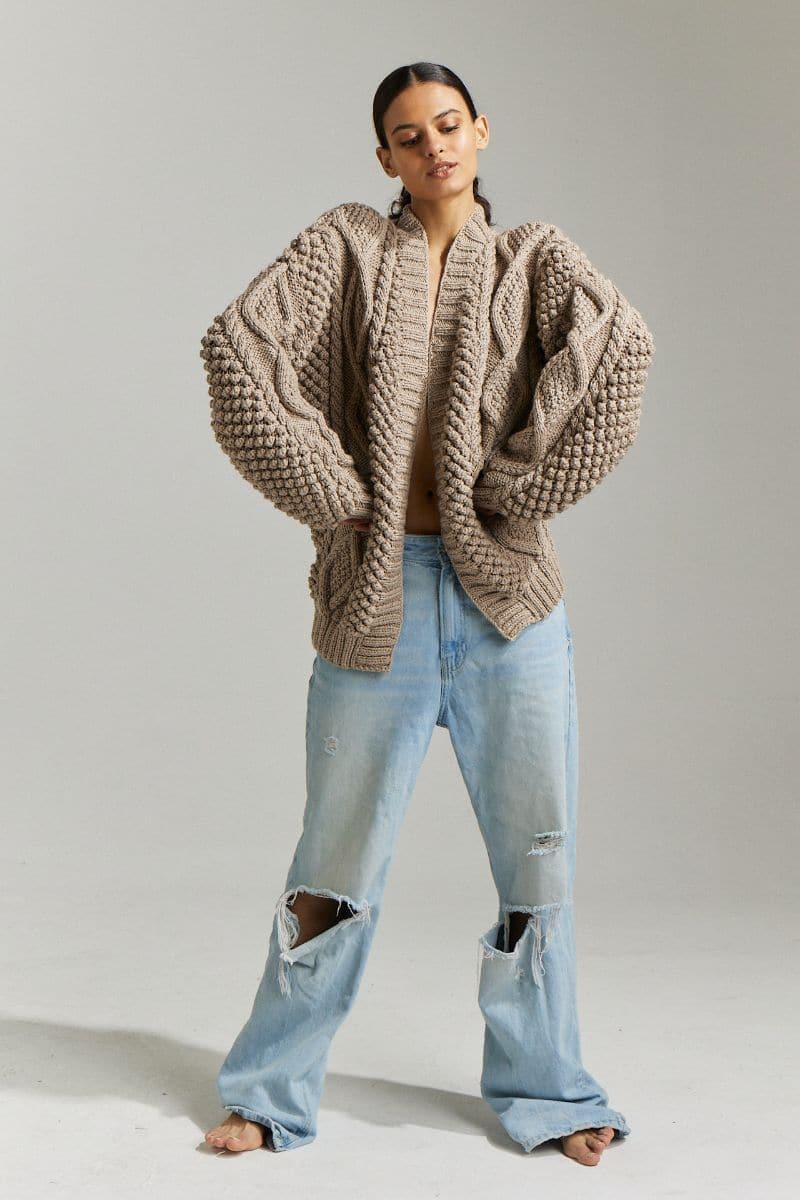 DIDI POPCORN STITCH OVERSIZED CARDIGAN | First Born Knits | CULT MIA