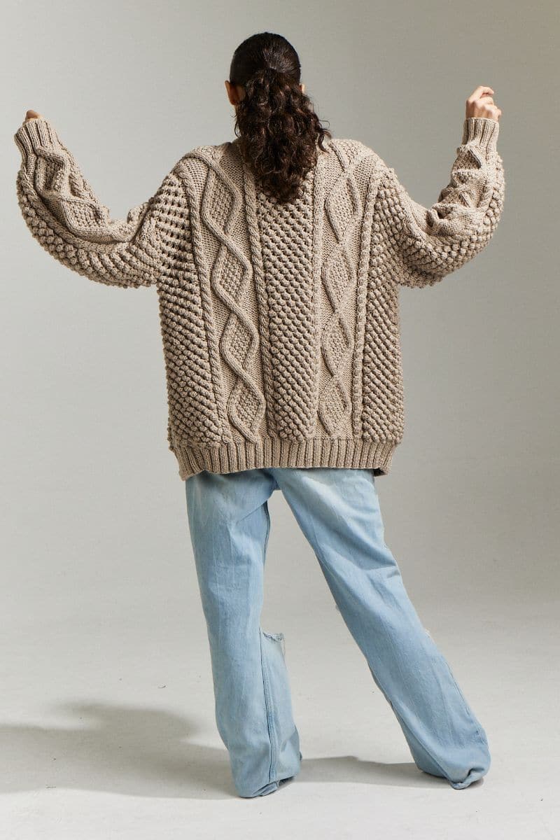 DIDI POPCORN STITCH OVERSIZED CARDIGAN | First Born Knits | CULT MIA