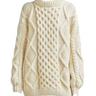 Off White Honey crew neck sweater by First Born Knits, front view showing soft knit fabric and classic fit in off-white color.