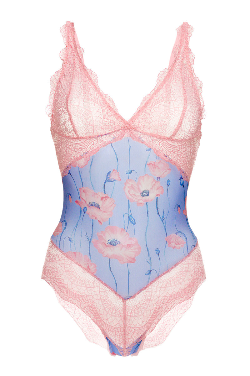 Luciela Poppy floral lace bodysuit, elegant underwear with delicate lace details and a fitted silhouette.