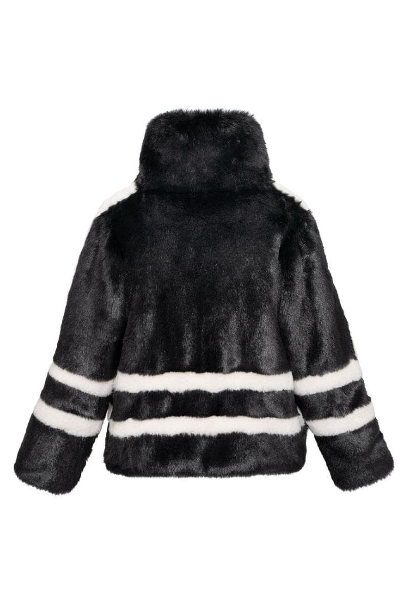 BLACK SPORTY FAUX FUR JACKET | Fortini | CULT MIA