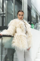 Fortini SR cream faux fur jacket, stylish women's jacket with plush faux fur in cream, XS size, perfect for cold weather.
