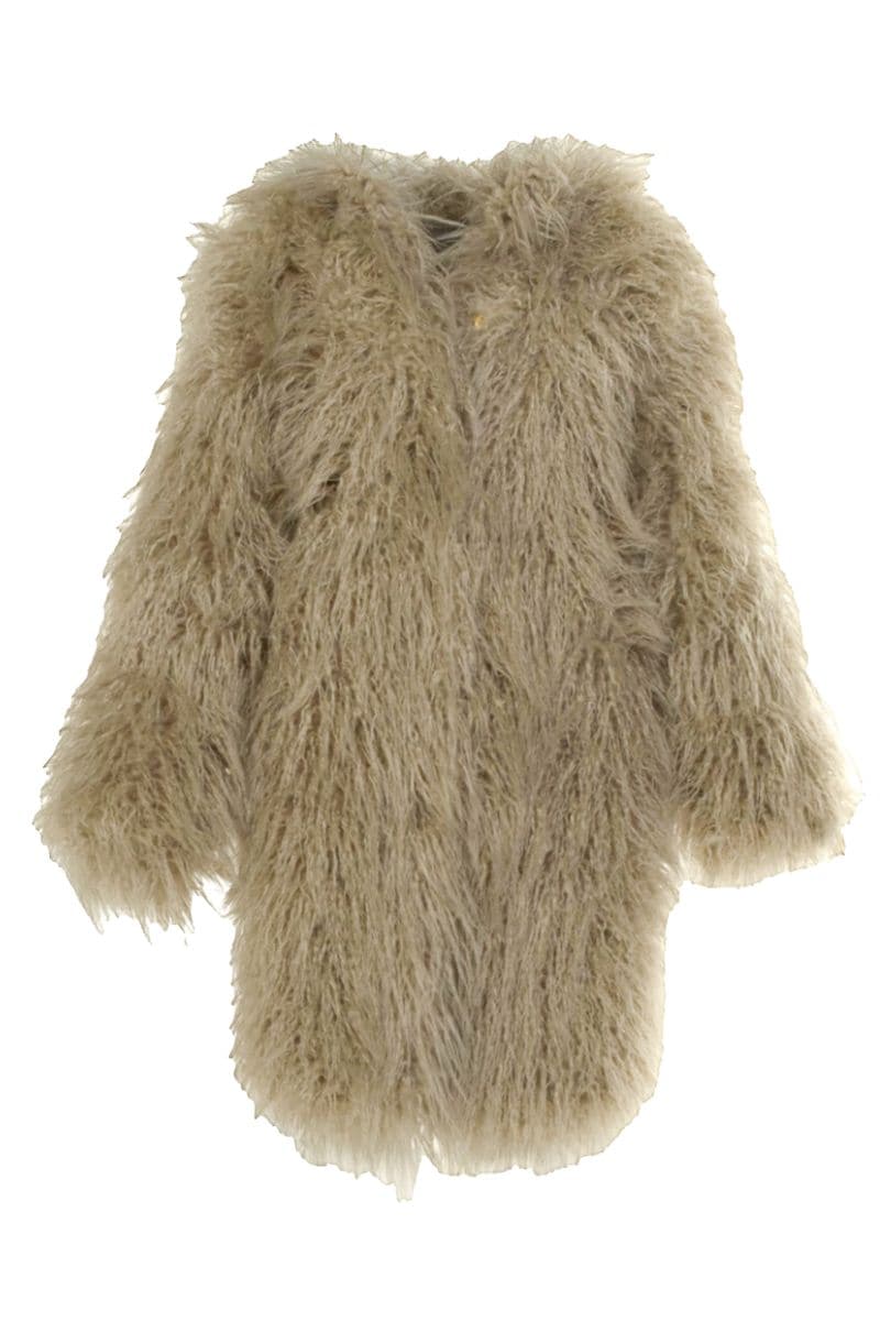 FLUFFY BEIGE FAUX FUR COAT | Fortini | CULT MIA