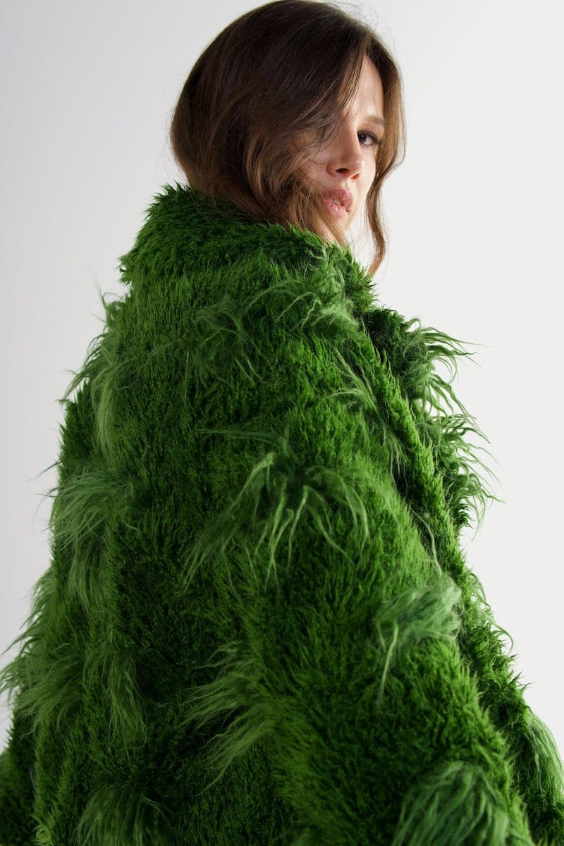 GREEN LLAMA FAUX FUR JACKET | Fortini | CULT MIA
