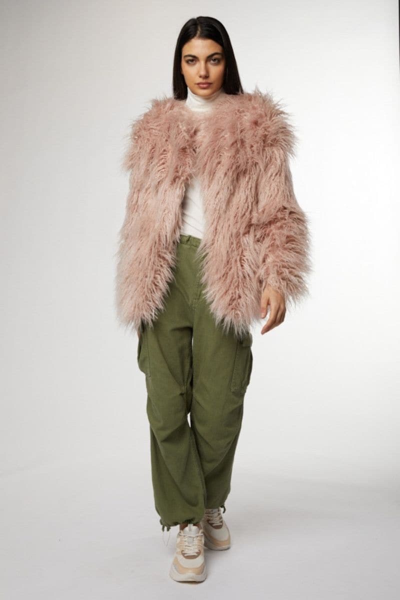 LIGHT PINK FAUX FUR JACKET | Fortini | CULT MIA