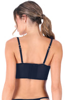 Ellipse Lingerie Aura Bustier in navy, stylish lace bra with underwire support and delicate detailing, perfect for a fashionable look.