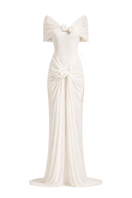White Plan Francesca Dress gown featuring elegant fabric and a flowing silhouette perfect for formal occasions.
