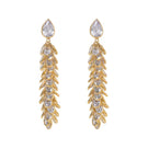 Gold crystal drop earrings by Freya Rose featuring elegant, sparkling crystal pendants hanging from gold hooks.