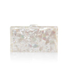 Ivory Aphrodite Mother of Pearl clutch by Freya Rose, elegant evening bag with shimmering pearl details and sleek design.