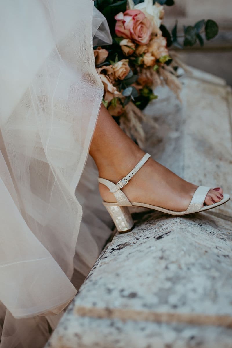Freya Rose MARTENE CHAMPAGNE SUEDE PEARL HEELS