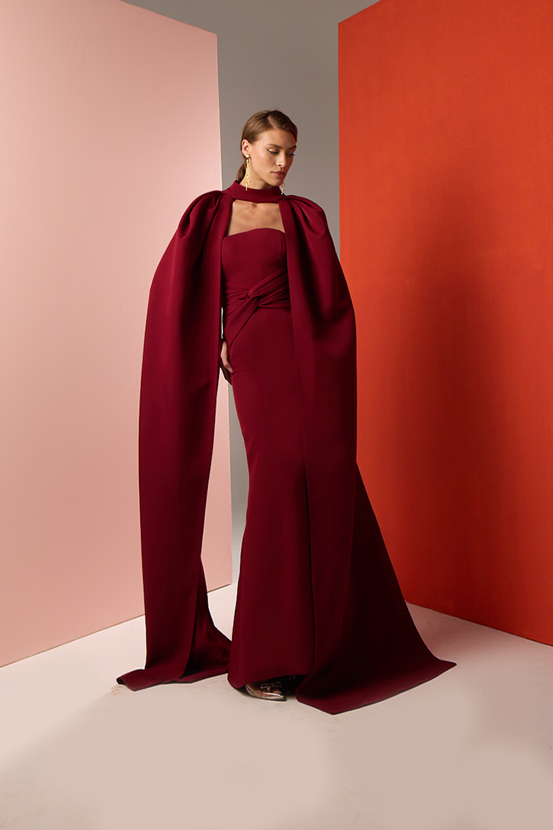 burgundy twist front dress Elegant Twist Front Tie Shoulder Maxi Dress Burgundy