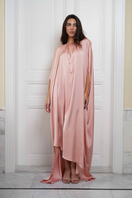 Joanna Andraos Cult Mia X Joanna Andraos soft nude silk gown displayed from the front, showcasing smooth fabric and elegant design.