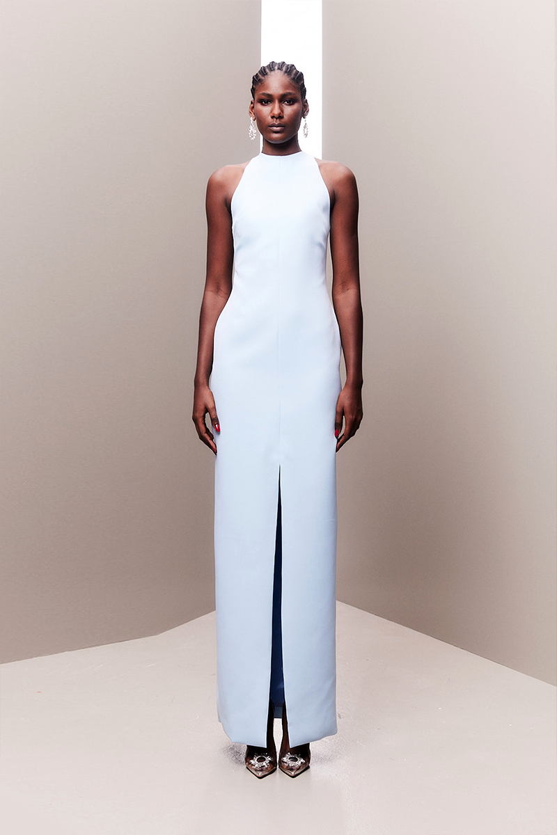BABY BLUE ADORNED OPEN BACK MAXI DRESS - CULT MIA