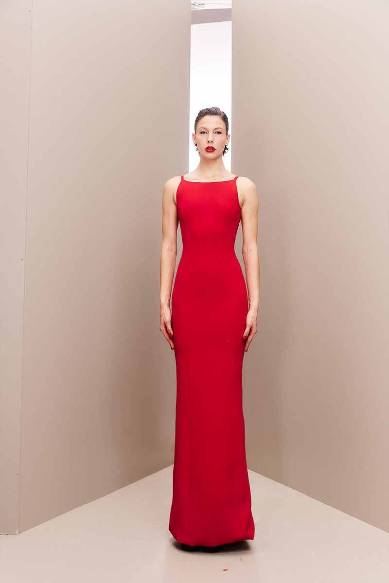 RED BOATNECK MAXI DRESS - CULT MIA