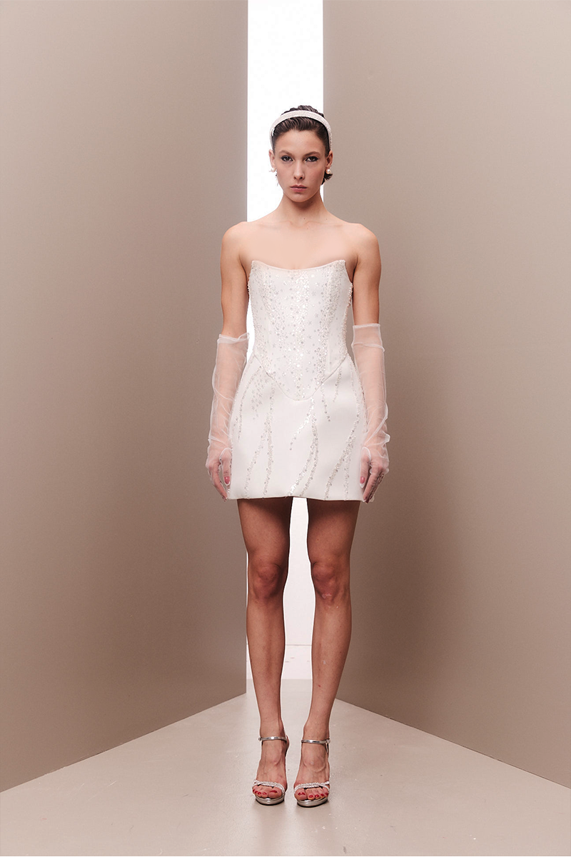 FULLY EMBROIDERED SHORT CORSET DRESS - CULT MIA