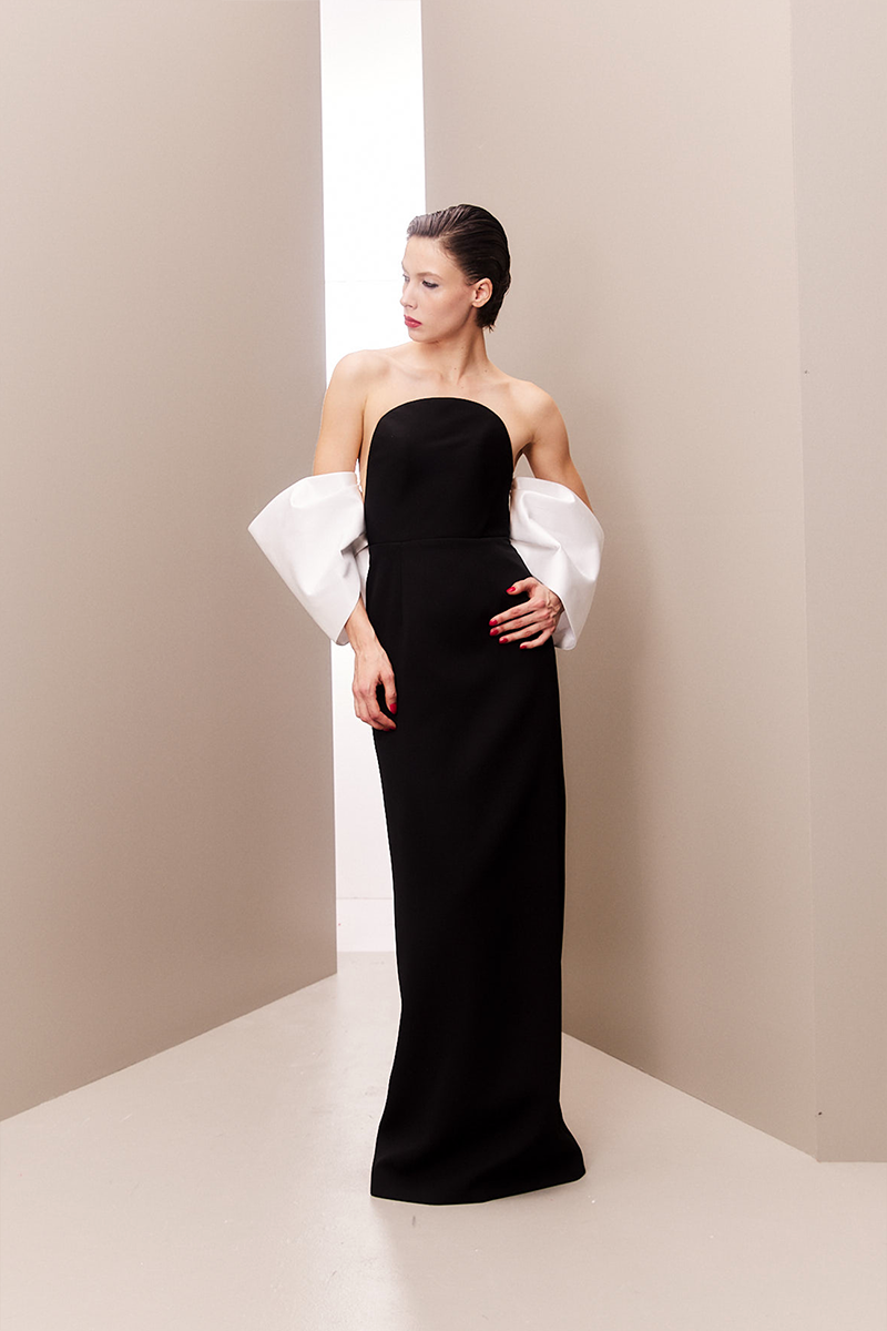 IVORY-SLEEVED CIRCULAR BODICE DRESS - CULT MIA