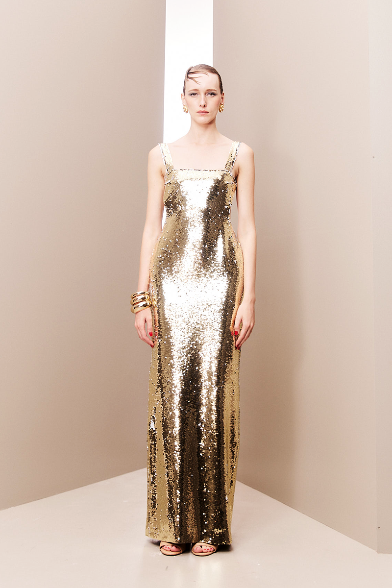 GOLDEN SEQUINED BACKLESS DRESS - CULT MIA