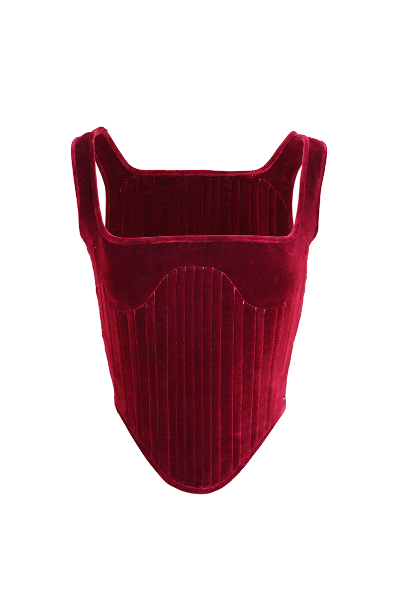 ELIZABETHAN CORSET IN BURGUNDY - CULT MIA