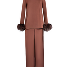Joanna Andraos CULT MIA X Joanna Andraos silk-effect co-ord ensemble, front view showcasing the stylish matching top and pants.