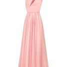Baby pink one-shoulder gown by Joanna Andraos, front view showcasing elegant draping and sleek design.