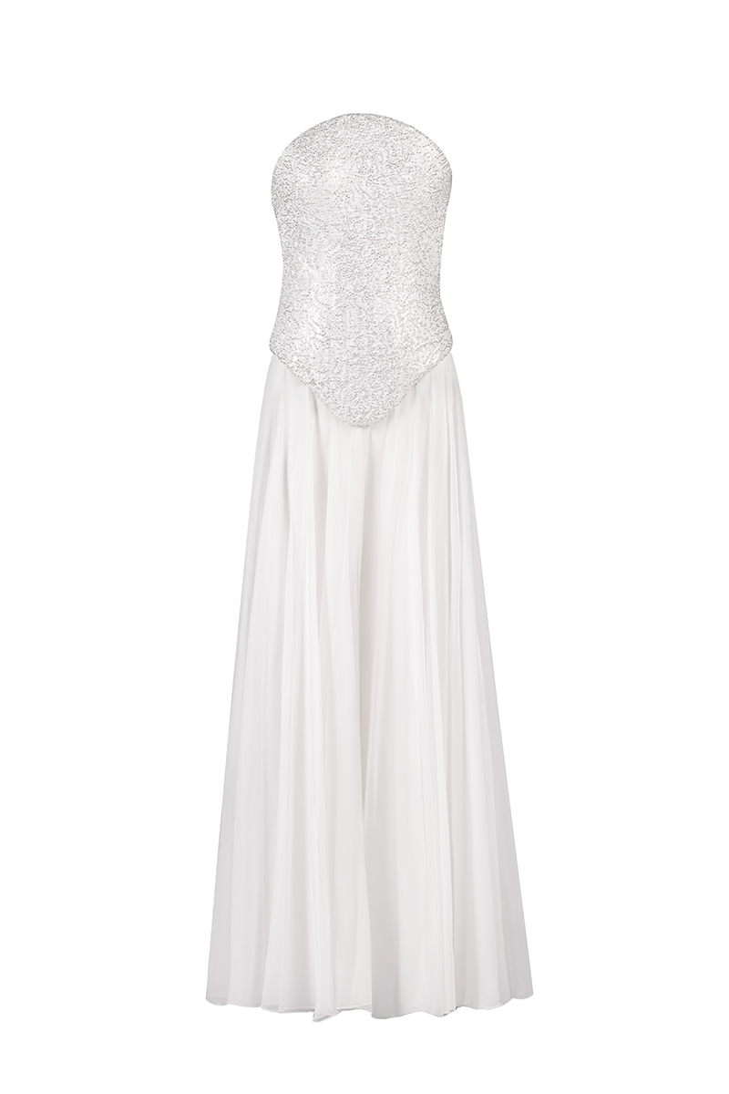 CORSET TOP WITH PALAZZO TROUSER SET IN WHITE - CULT MIA