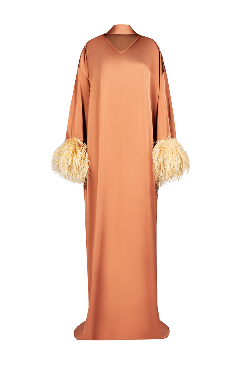 CULT MIA X JOANNA ANDRAOS THE AMBER SILK-EFFECT GOWN