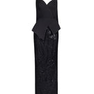 Black embroidered corset set from Joanna Andraos co-ords, featuring detailed front embroidery and a fitted, stylish design.