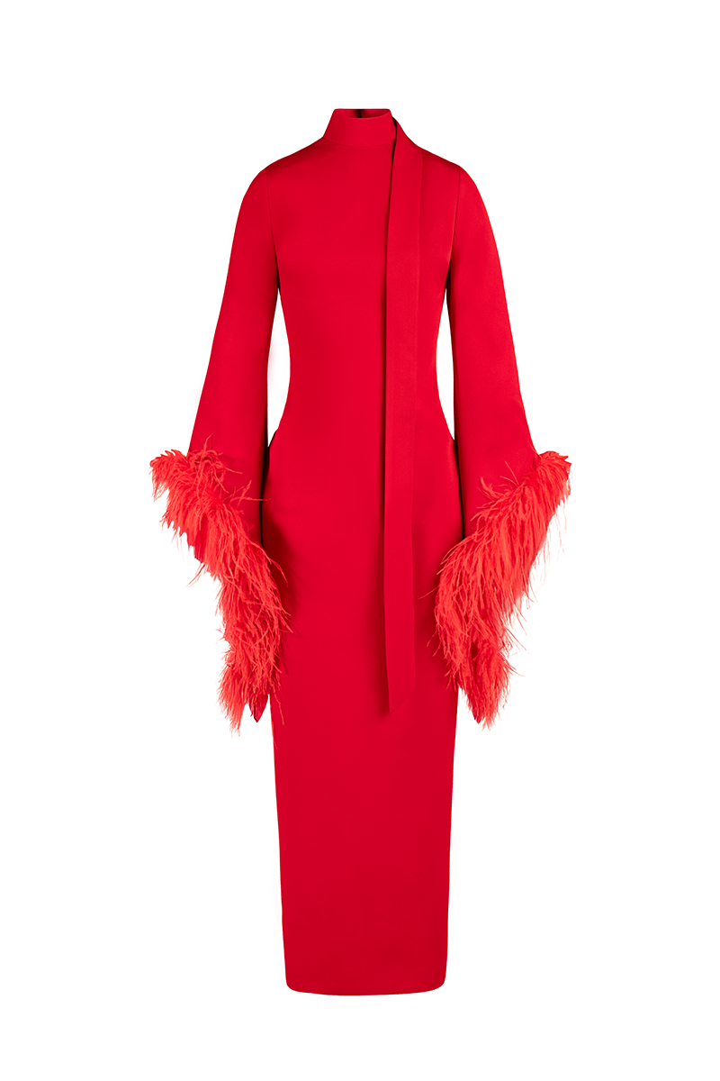 RED HALTER NECK DRESS IN RED - CULT MIA