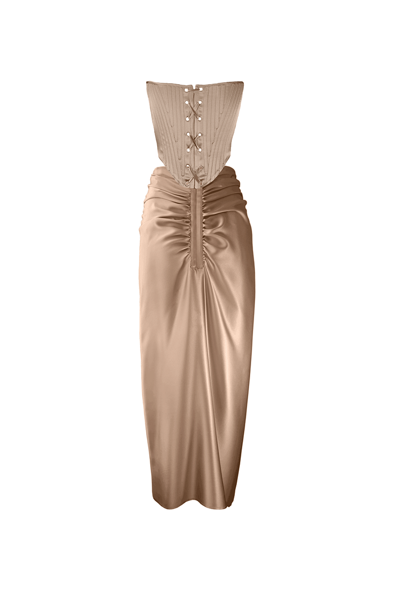 CHAMPAGNE TWO-PIECE TWIST SET - CULT MIA